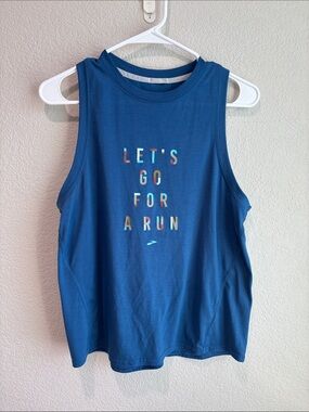 Brooks Let’s Go For a Run Blue Tank Top Women’s Size Medium